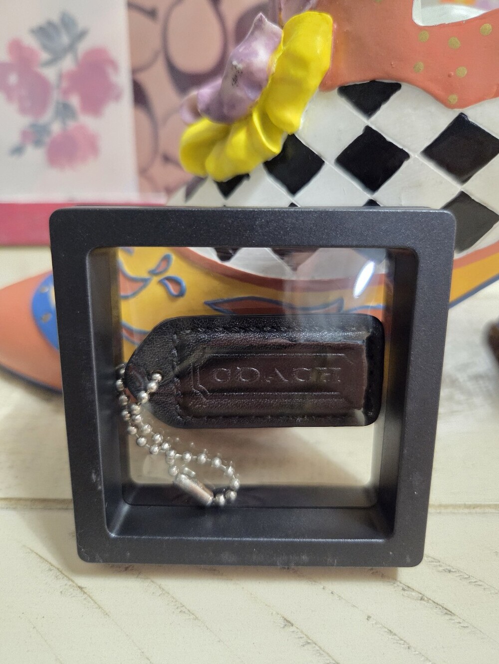 Coach Black Leather HangTag, EUC
